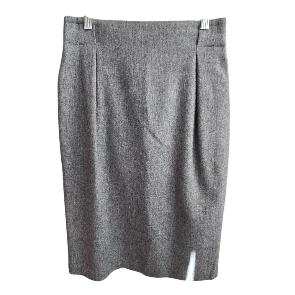 Vintage Ellen Tracy Gray Pencil Skirt Wool Blend  With Zipper & Belt HS148
